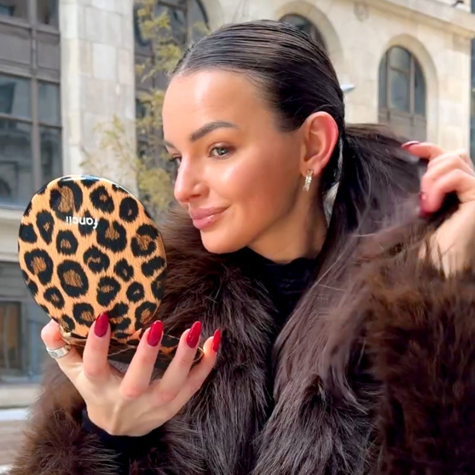 Taylor LED Compact Mirror | Cheetah Chic - Image 3