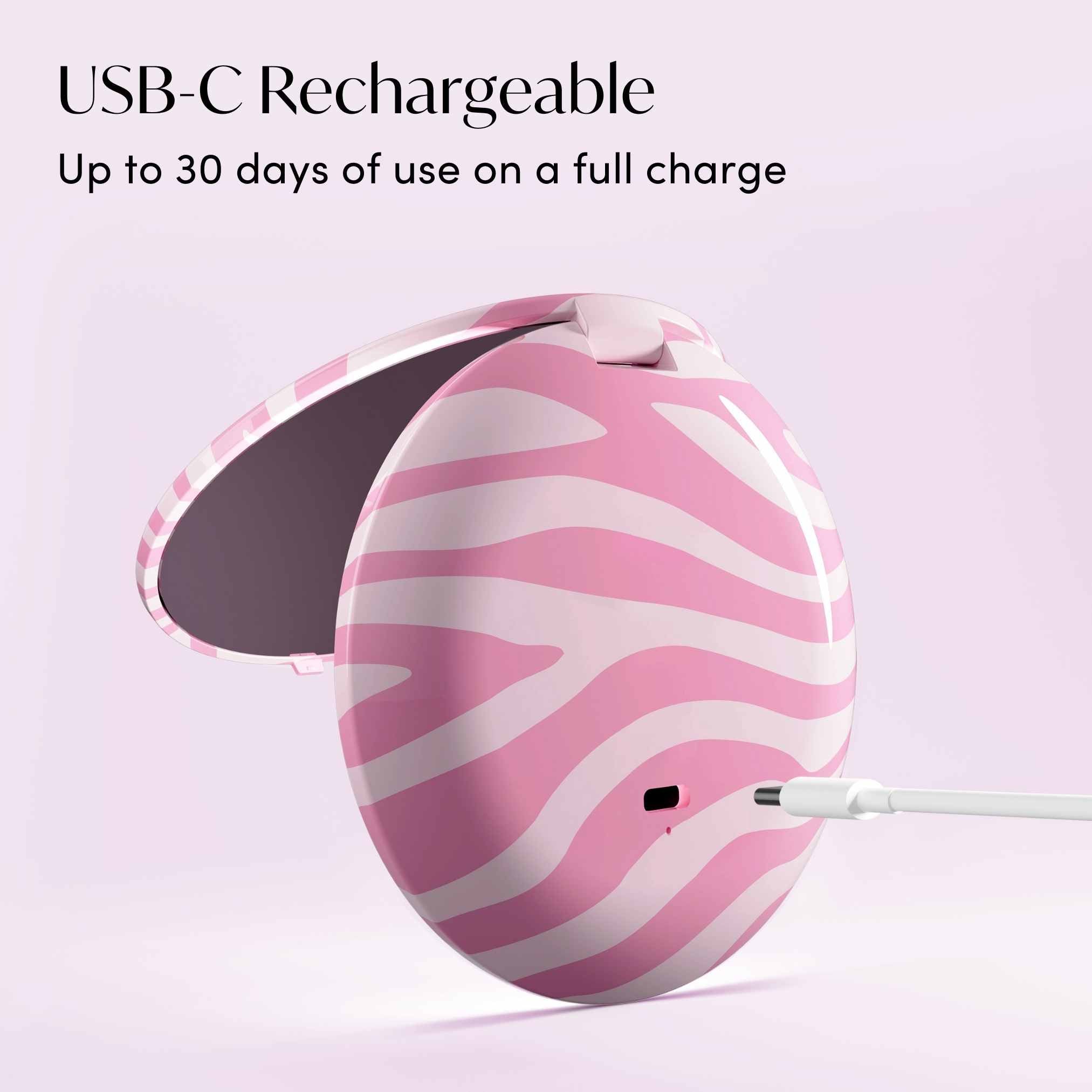 Mini Taylor LED Compact Mirror | Blush Zebra - Image 6